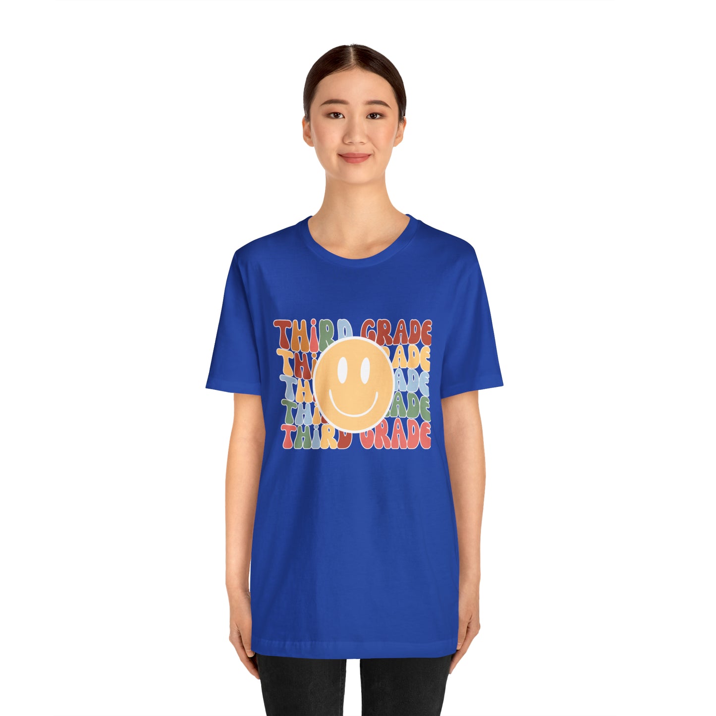 Third Grade Smiley Retro Print Unisex Jersey Short Sleeve Tee