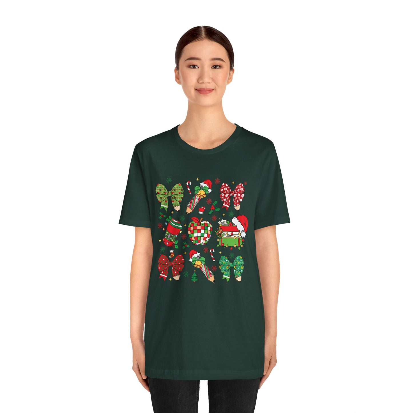 Festive Christmas Short Sleeve Tee - Holiday Cheer Design
