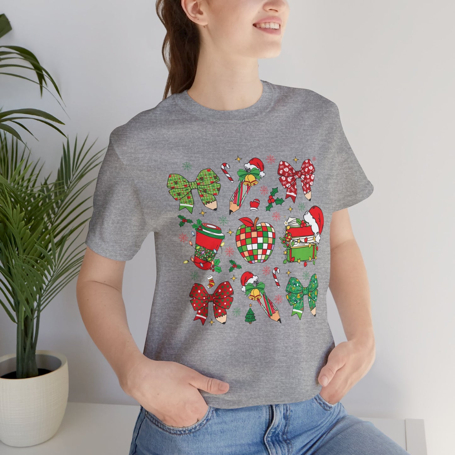 Festive Christmas Short Sleeve Tee - Holiday Cheer Design