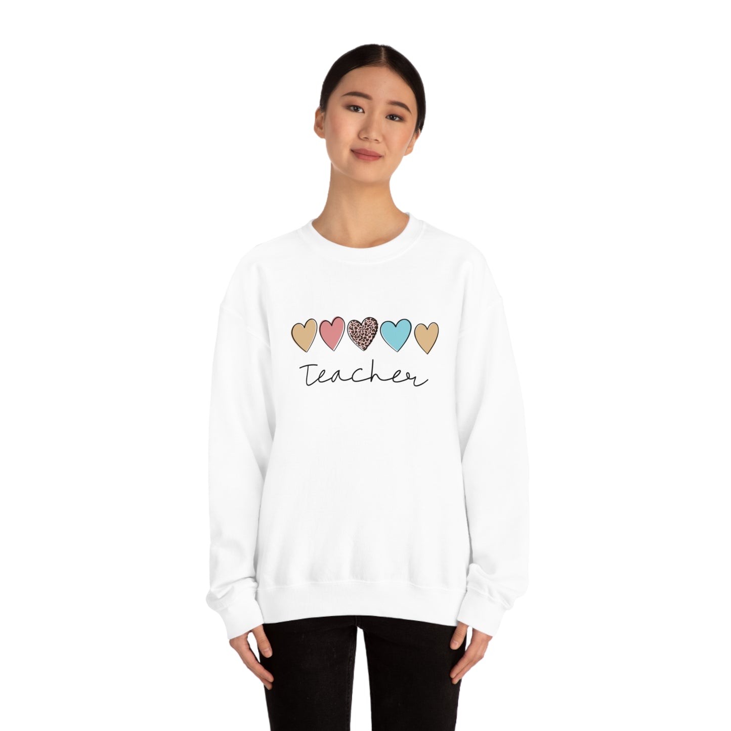 Teacher with Hearts Unisex Heavy Blend™ Crewneck Sweatshirt