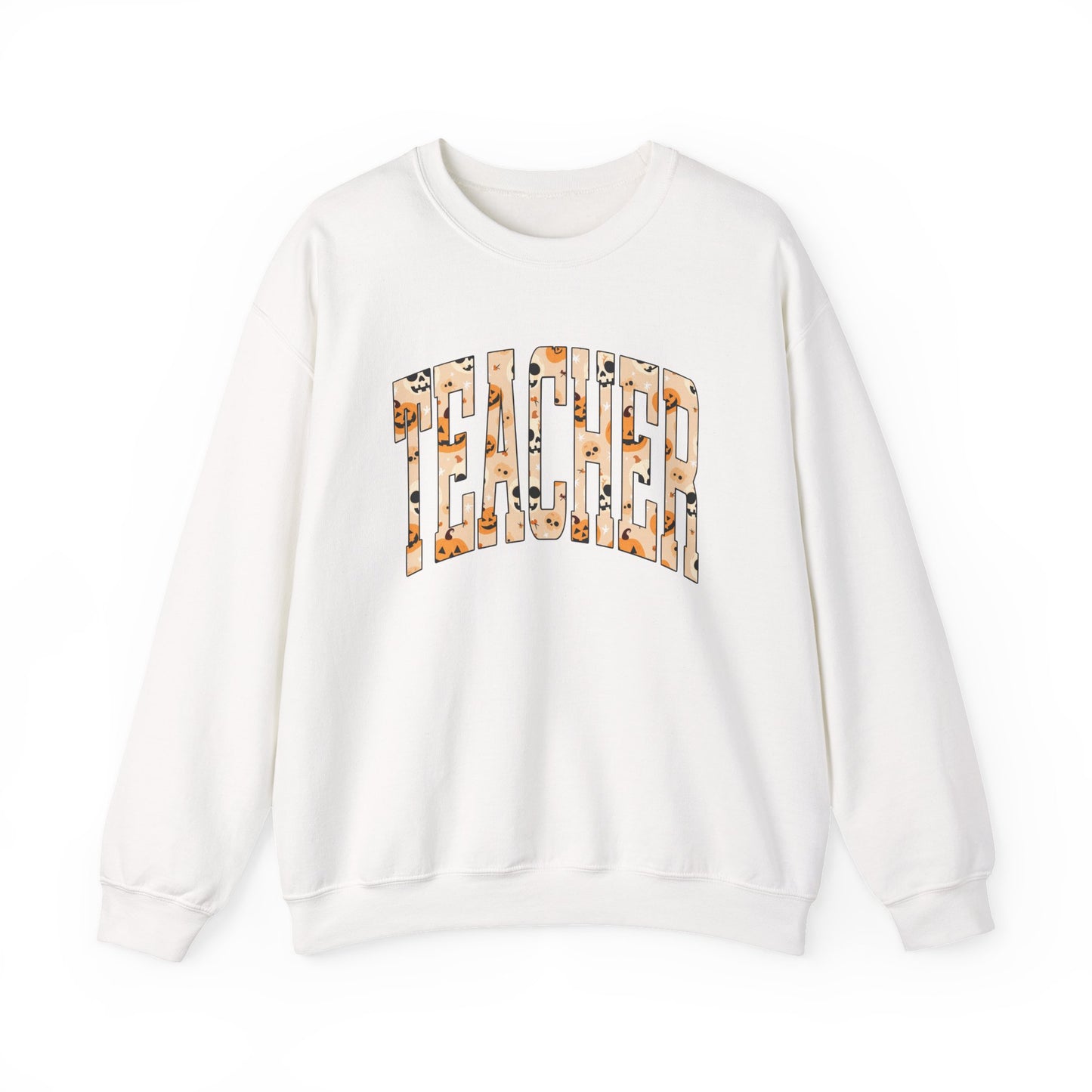 Halloween Graphic Varsity Letter Teacher Sweatshirt