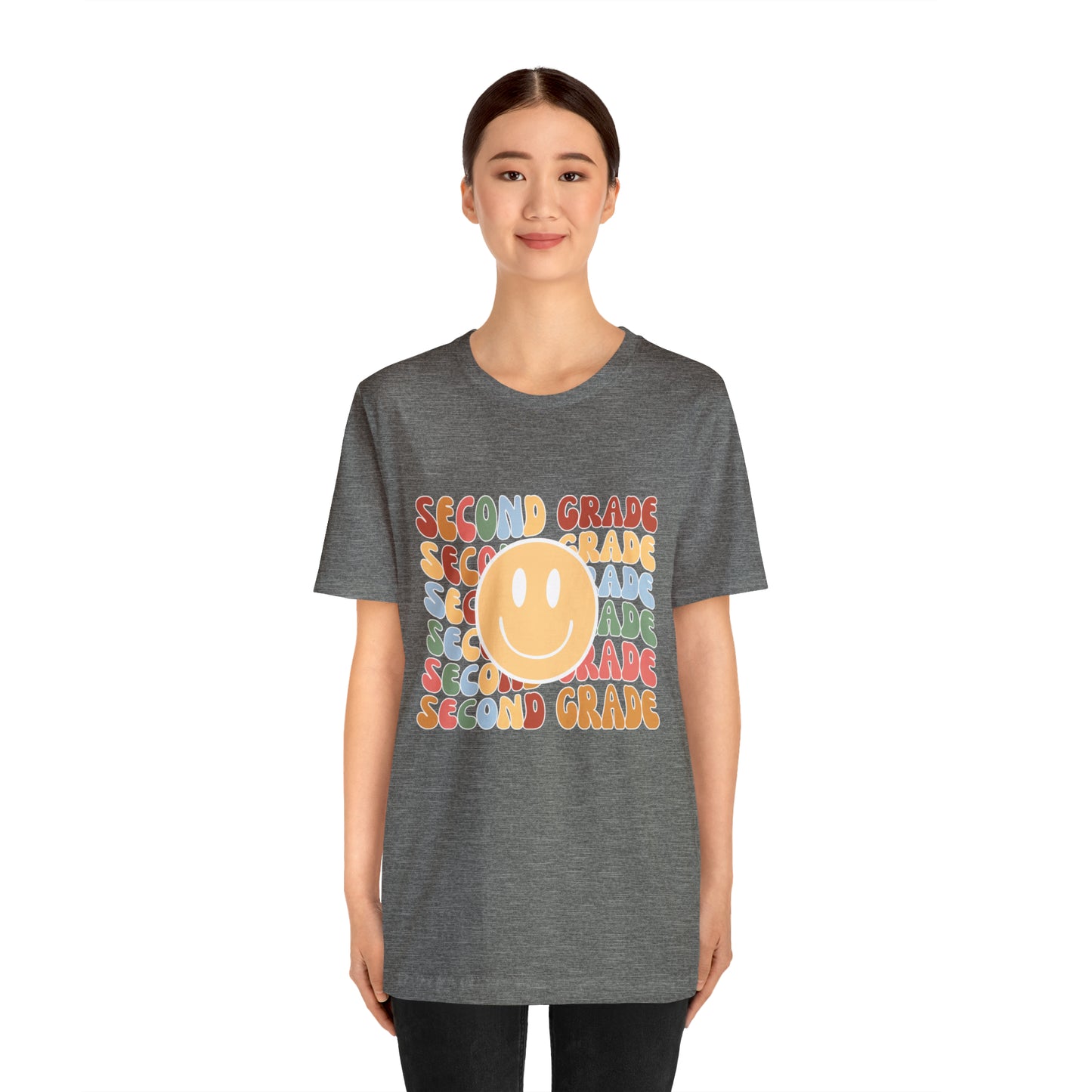 Second Grade Smiley Retro Print Unisex Jersey Short Sleeve Tee