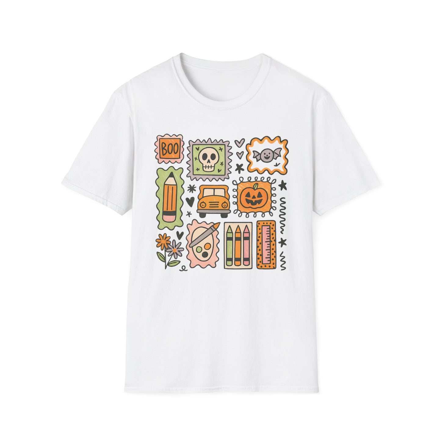 Halloween Doodles and School Things Teacher Tee
