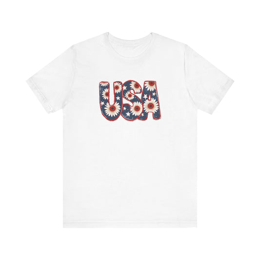 USA Floral Patriotic Tee