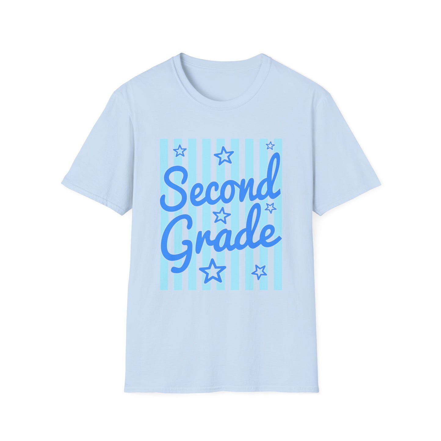 Second Grade Striped Stars Teacher Tee