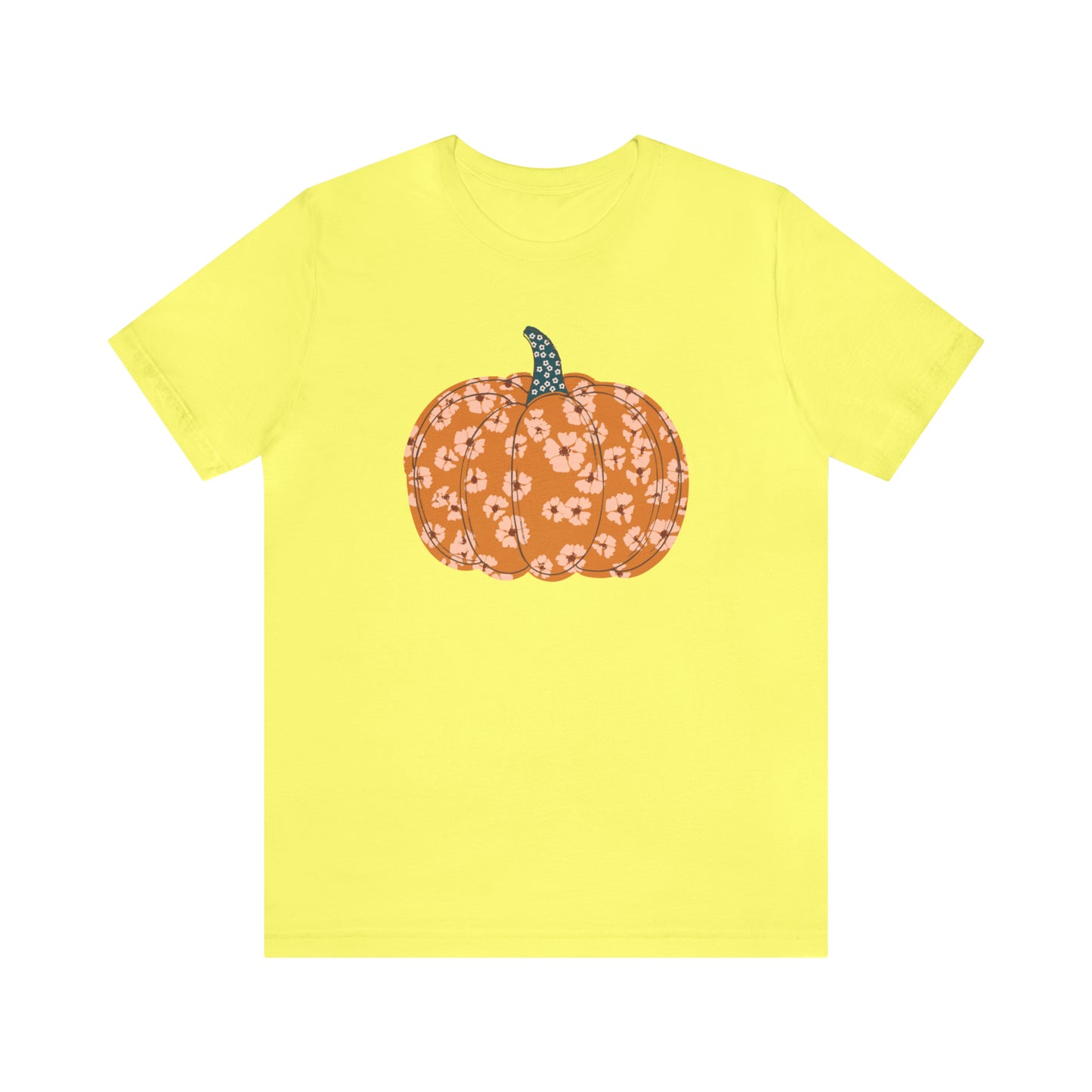 Pumpkin Retro Flower Unisex Jersey Short Sleeve Tee