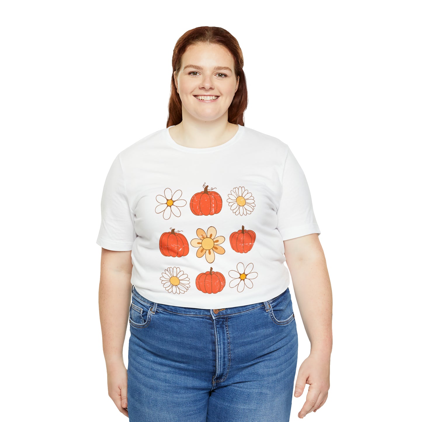 Pumpkins & Flowers Retro Unisex Jersey Short Sleeve Tee