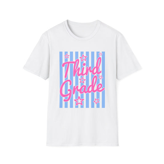 Third Grade Striped Stars Teacher Tee