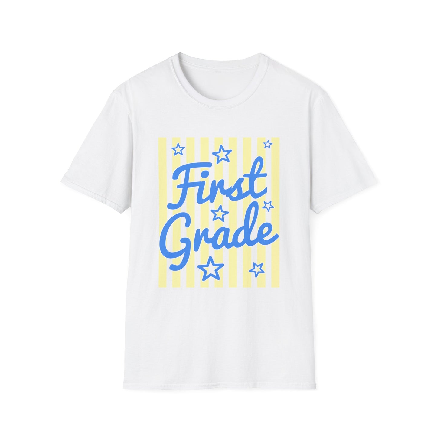 First Grade Striped Stars Teacher Tee
