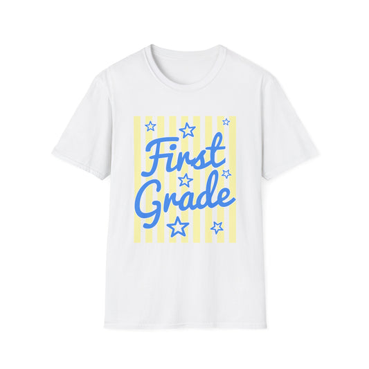 First Grade Striped Stars Teacher Tee
