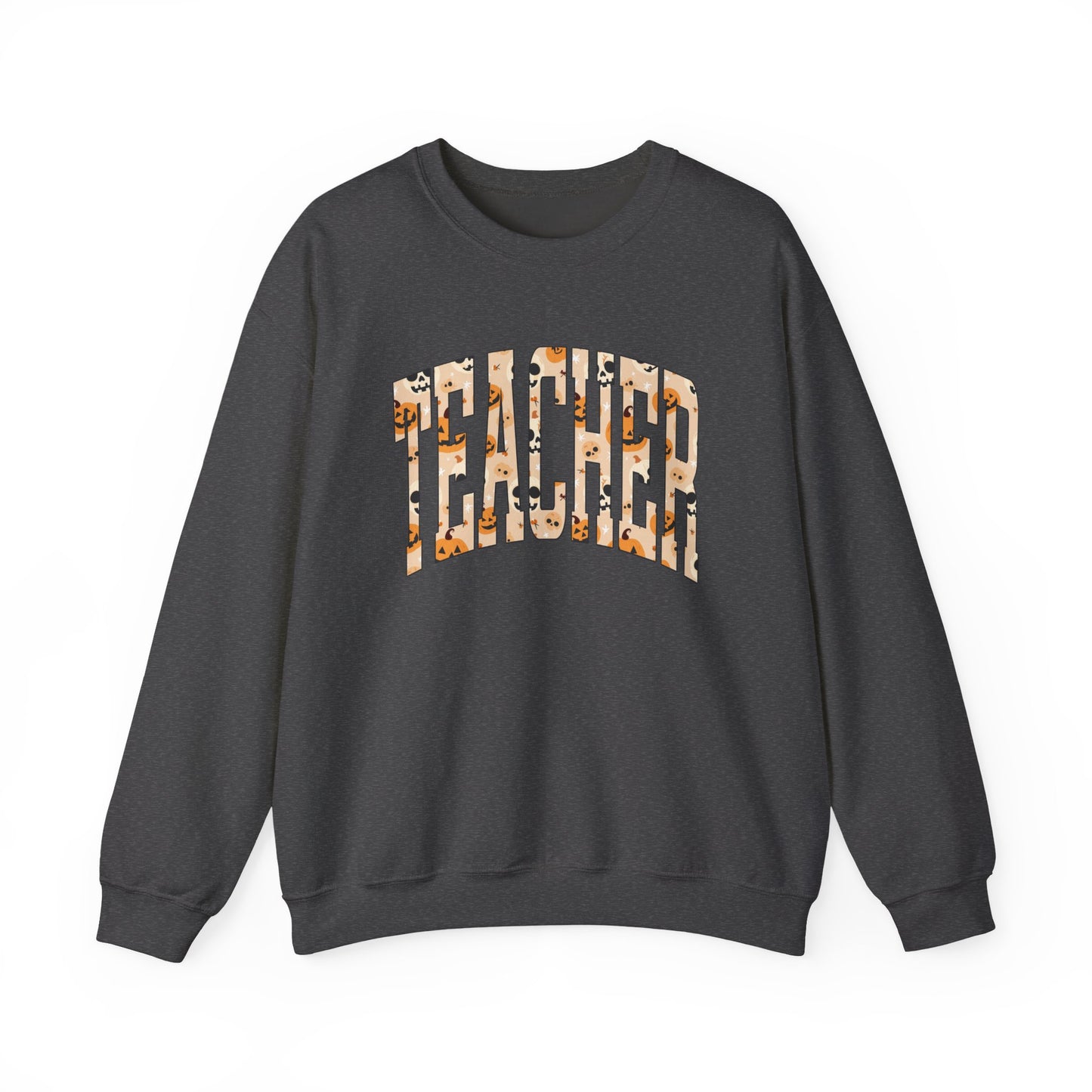 Halloween Graphic Varsity Letter Teacher Sweatshirt