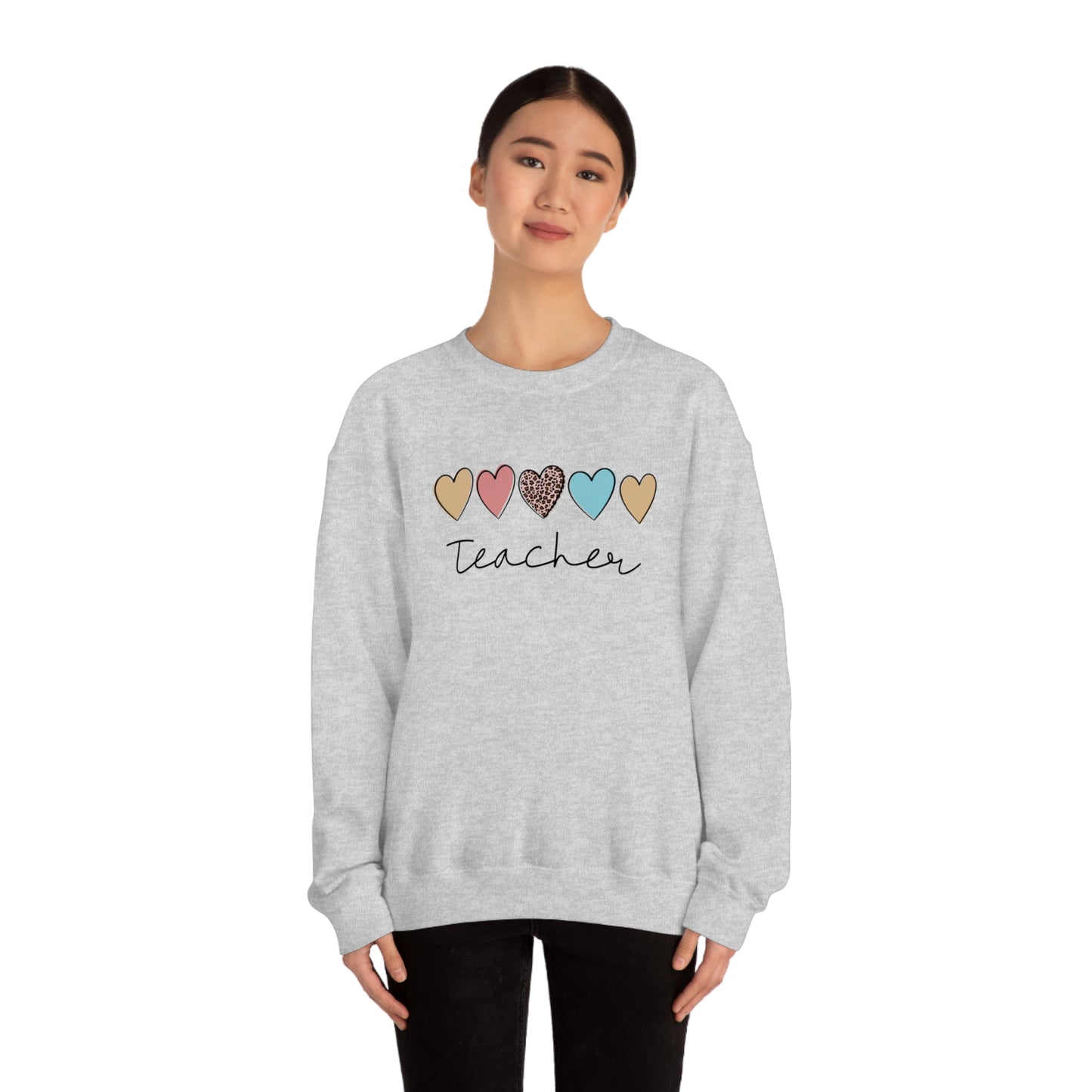 Teacher with Hearts Unisex Heavy Blend™ Crewneck Sweatshirt