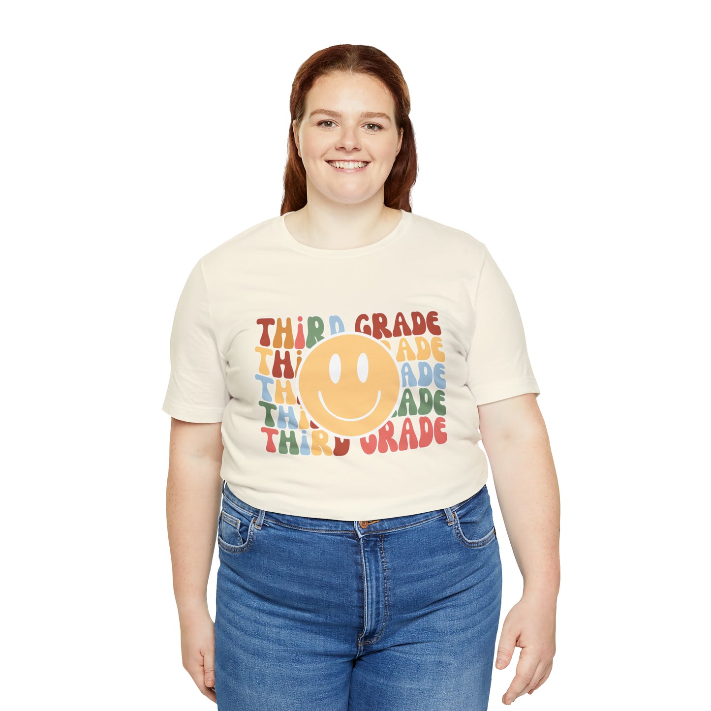 Third Grade Smiley Retro Print Unisex Jersey Short Sleeve Tee