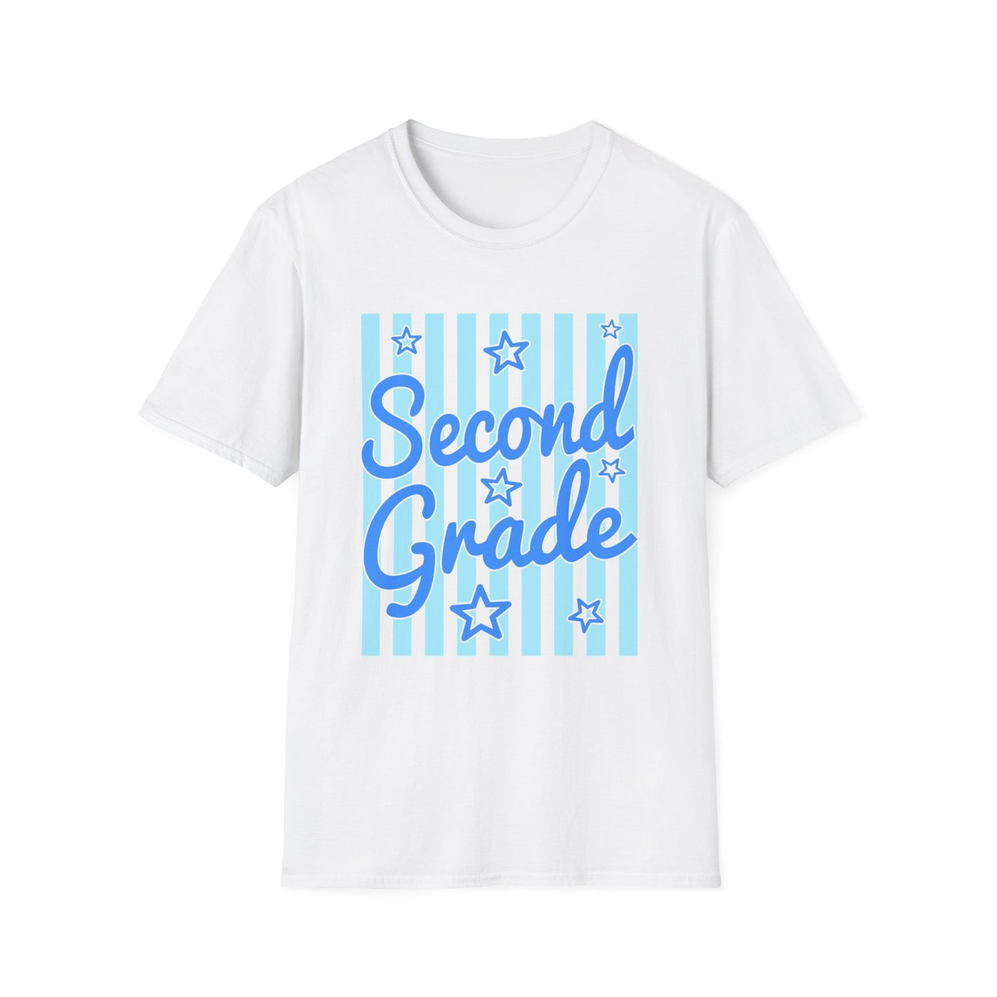 Second Grade Striped Stars Teacher Tee
