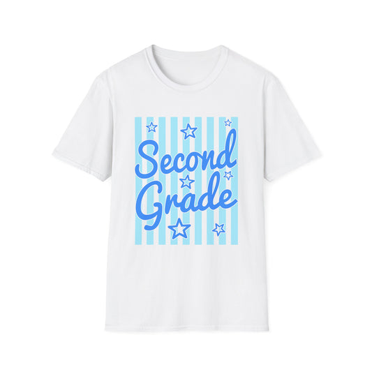 Second Grade Striped Stars Teacher Tee