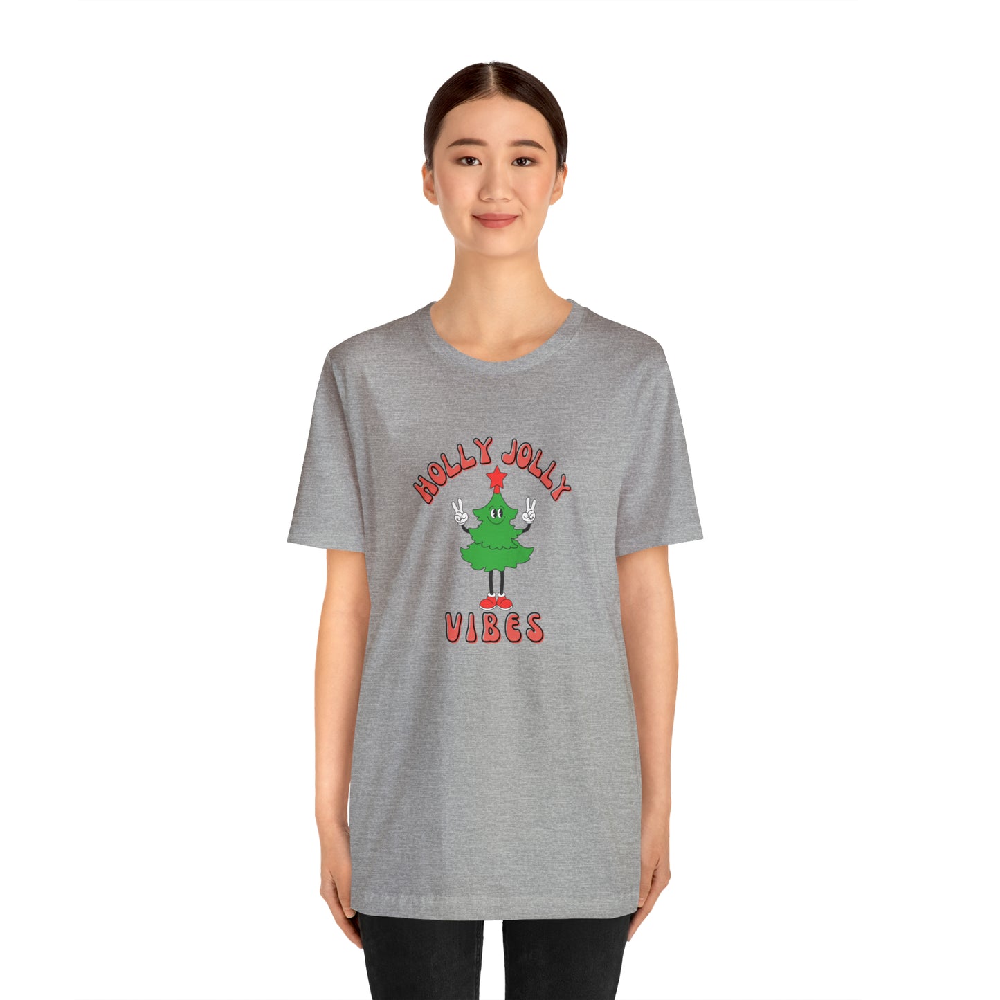 Holly Jolly Vibes Retro Tree Unisex Jersey Short Sleeve Tee