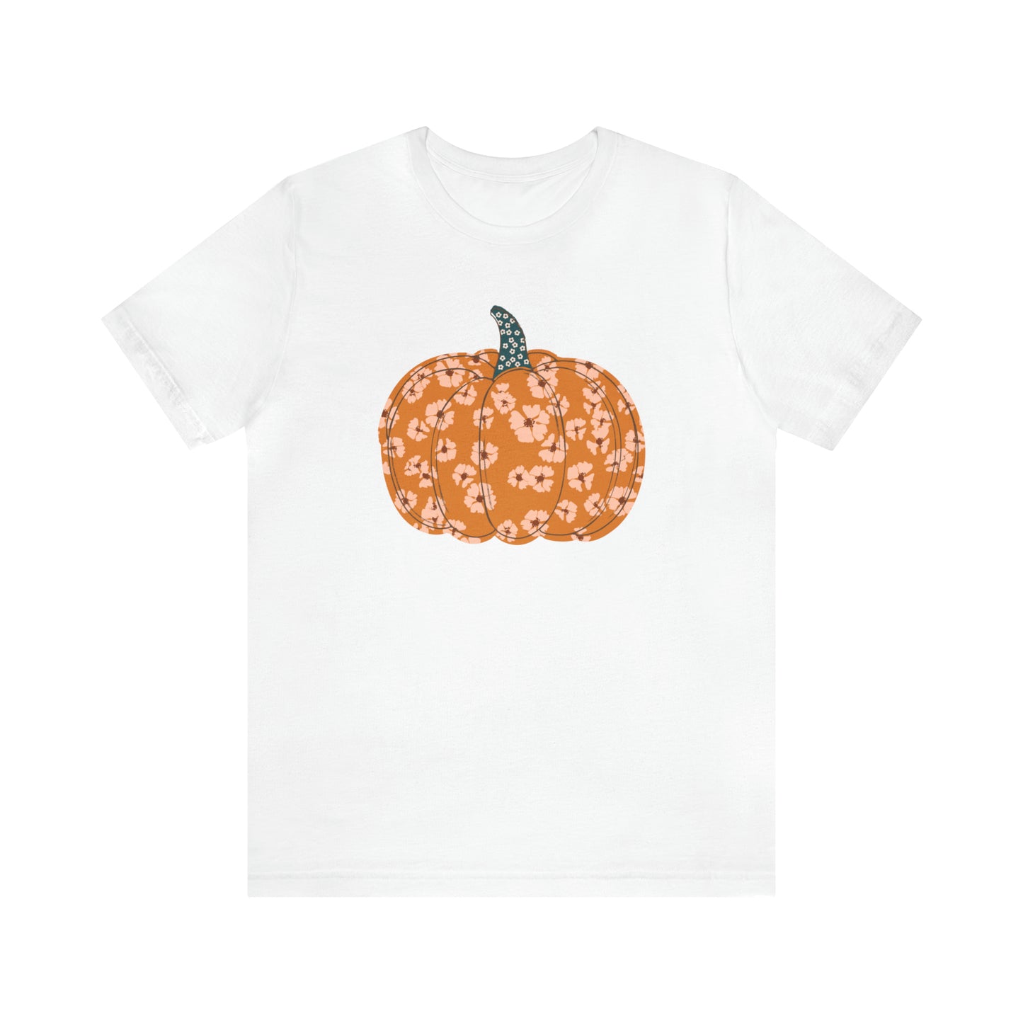 Pumpkin Retro Flower Unisex Jersey Short Sleeve Tee