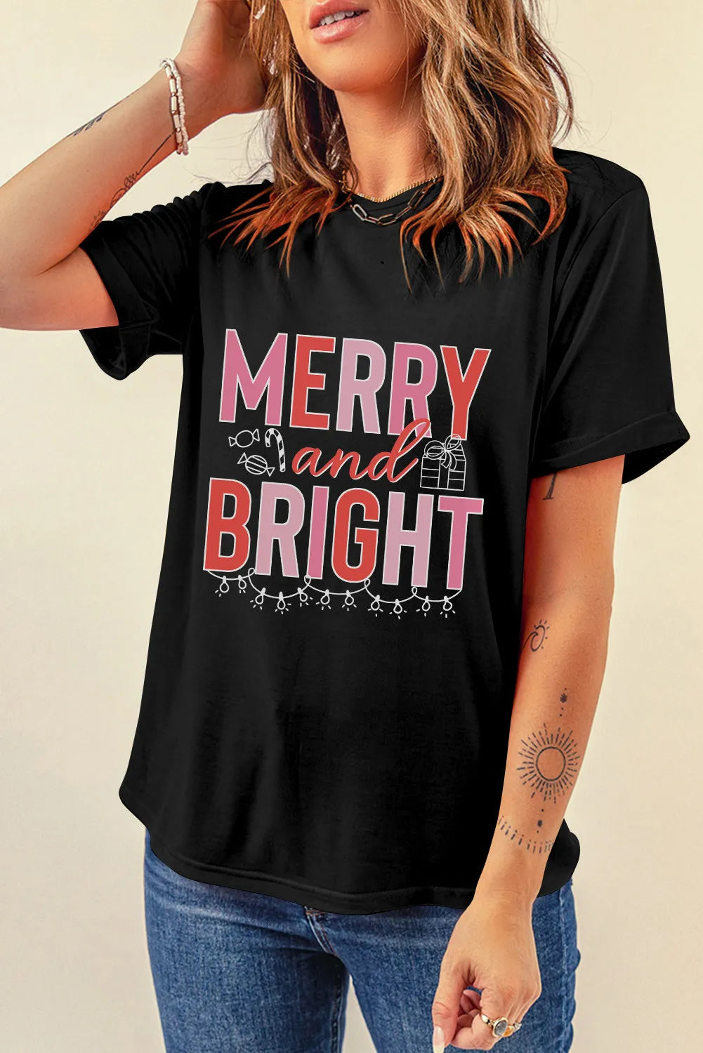 Pink Merry & Bright Graphic Tee