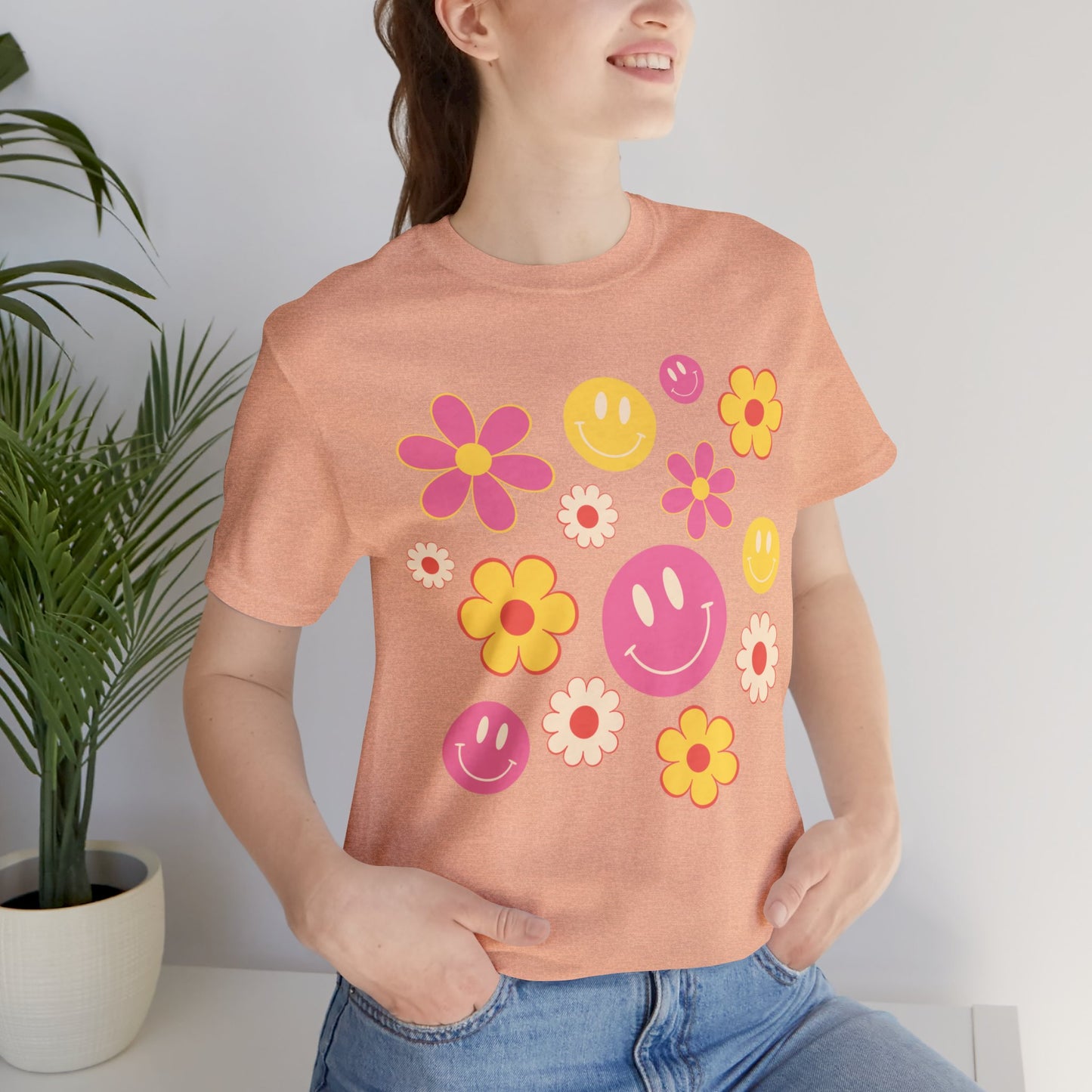 Spring Smiles & Flowers Unisex Jersey Short Sleeve Tee