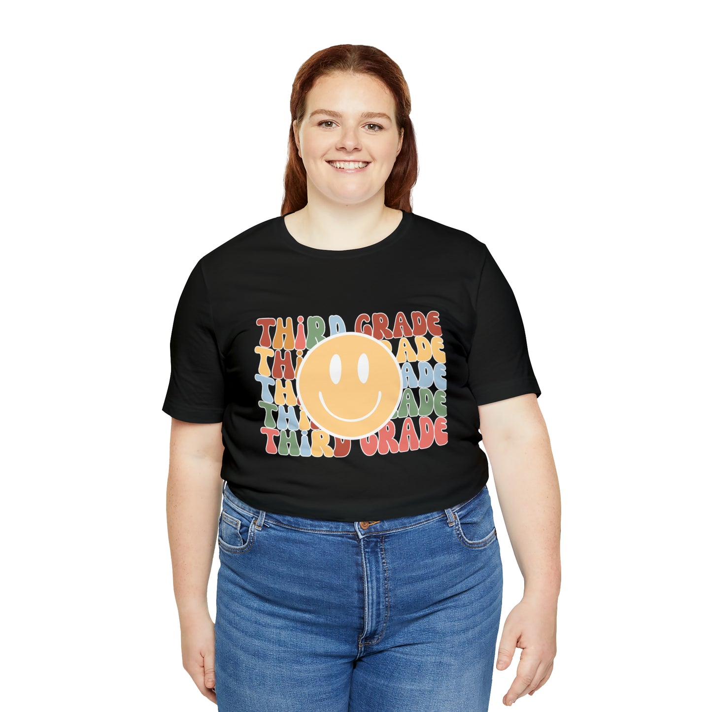 Third Grade Smiley Retro Print Unisex Jersey Short Sleeve Tee