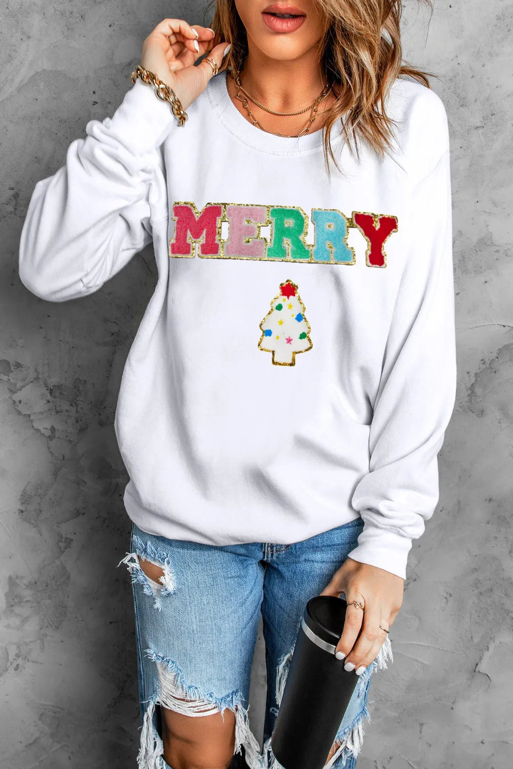Merry Tree Patchwork Sweatshirt