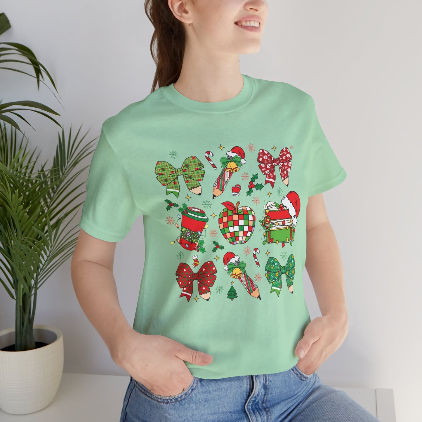 Festive Christmas Short Sleeve Tee - Holiday Cheer Design