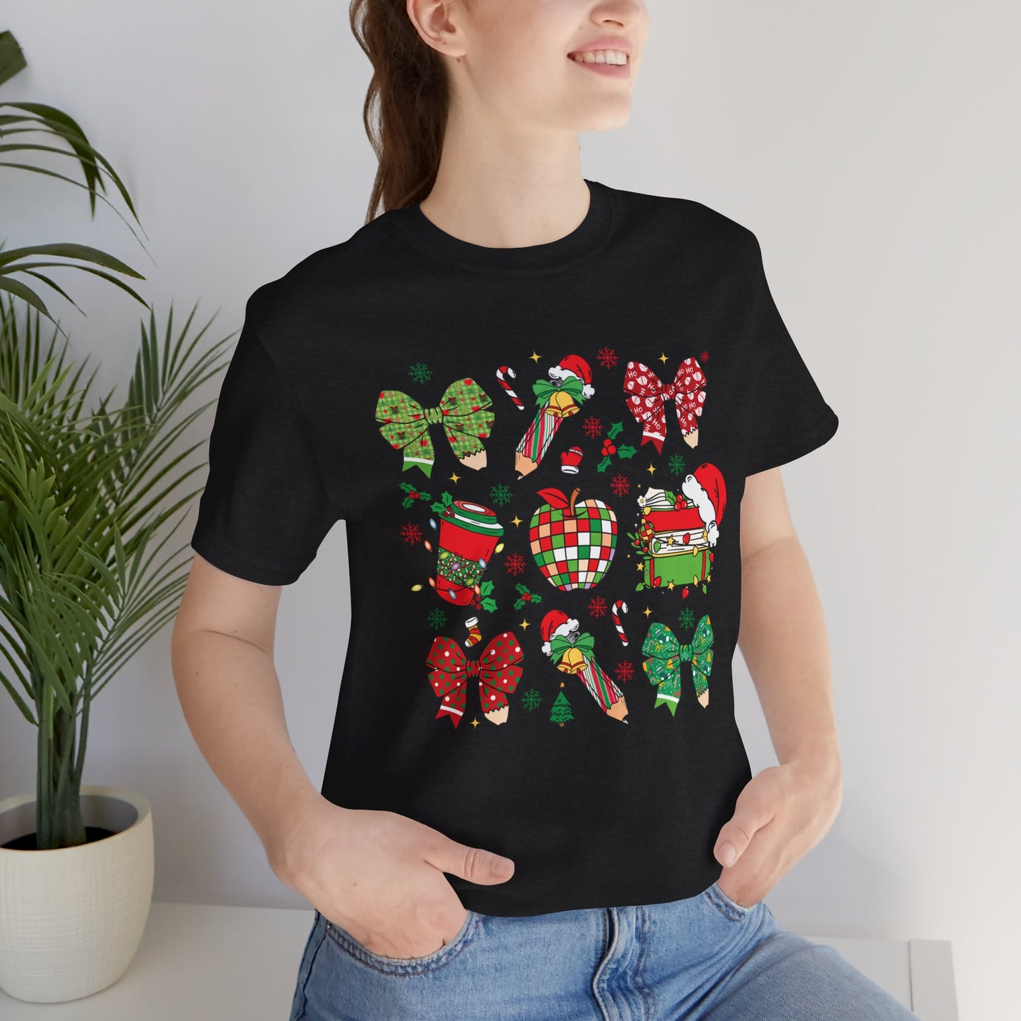 Festive Christmas Short Sleeve Tee - Holiday Cheer Design
