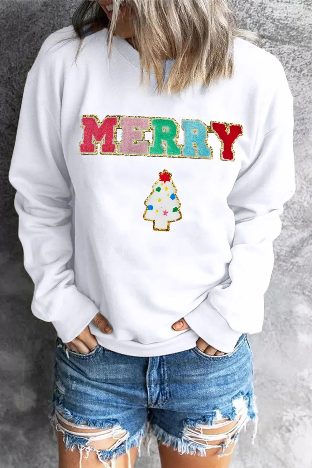 Merry Tree Patchwork Sweatshirt