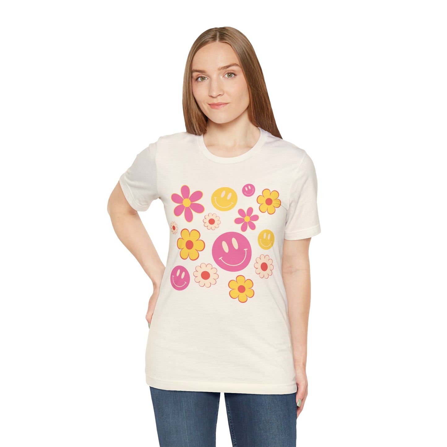 Spring Smiles & Flowers Unisex Jersey Short Sleeve Tee