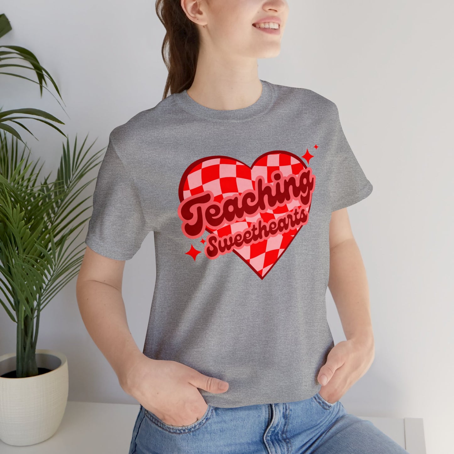 Teaching Sweethearts Retro Checkered Unisex Jersey Short Sleeve Tee