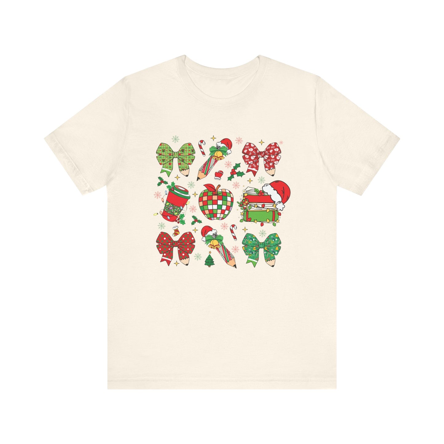 Festive Christmas Short Sleeve Tee - Holiday Cheer Design