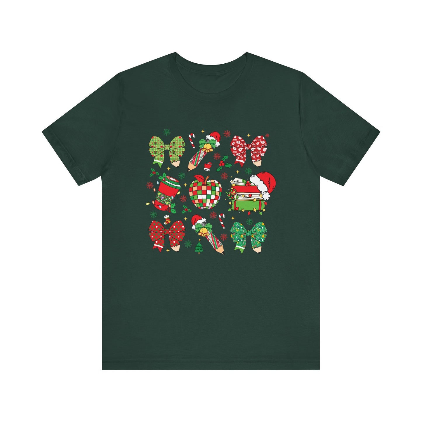 Festive Christmas Short Sleeve Tee - Holiday Cheer Design