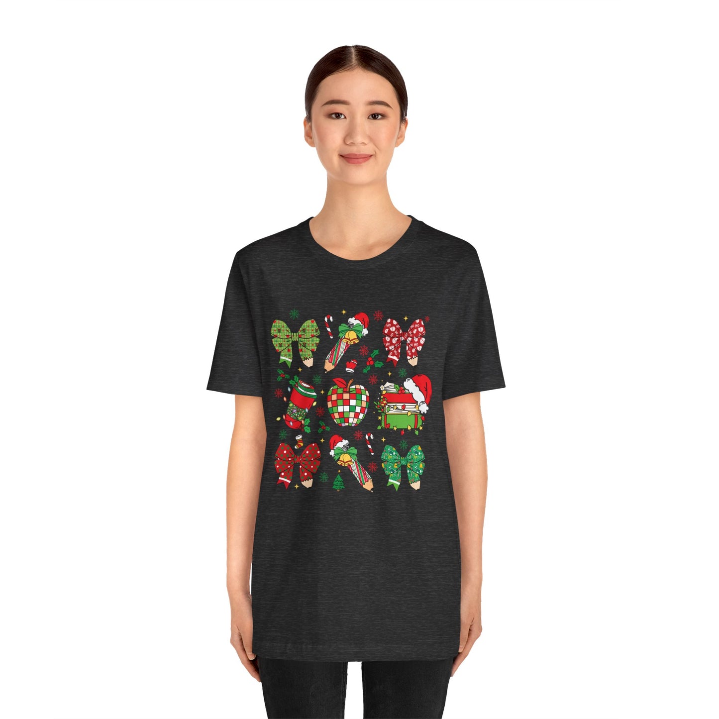 Festive Christmas Short Sleeve Tee - Holiday Cheer Design