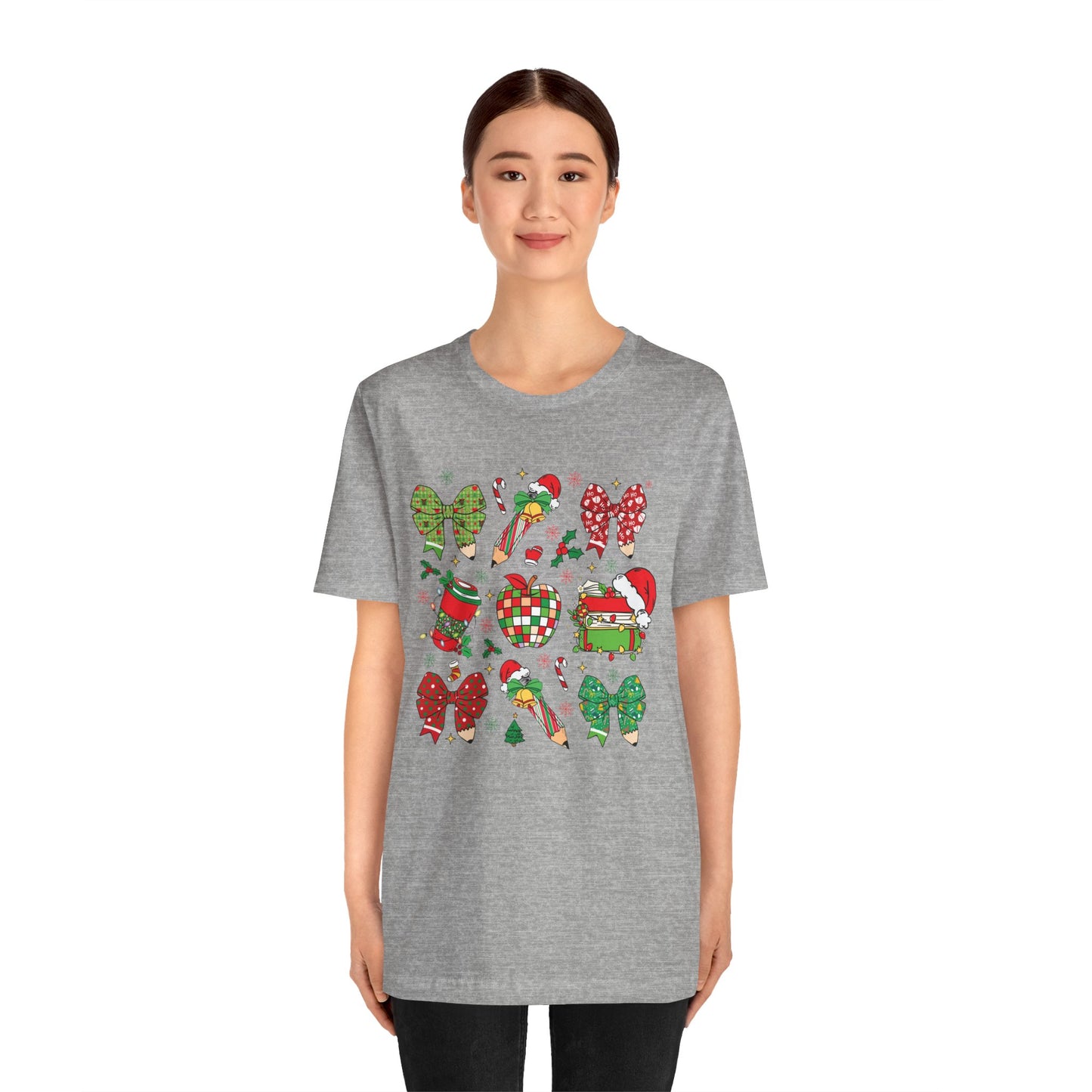 Festive Christmas Short Sleeve Tee - Holiday Cheer Design