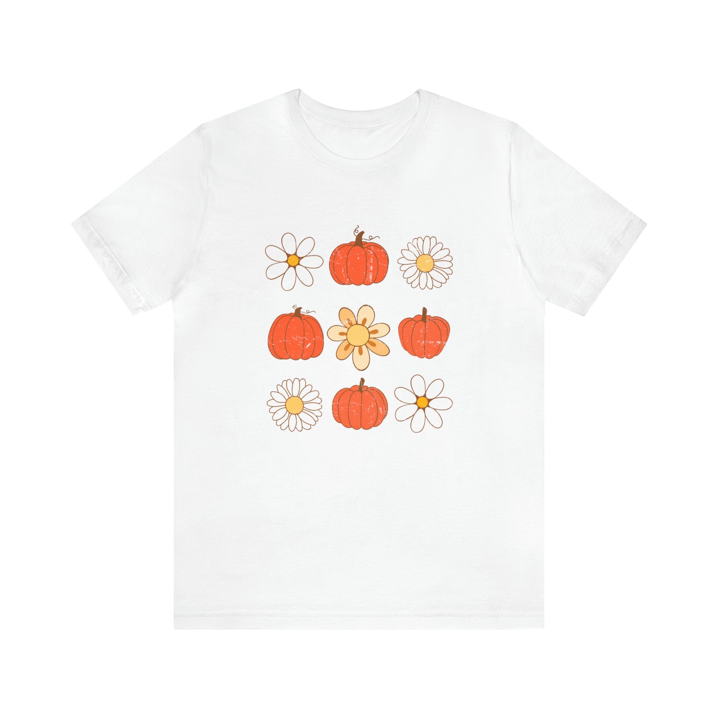 Pumpkins & Flowers Retro Unisex Jersey Short Sleeve Tee