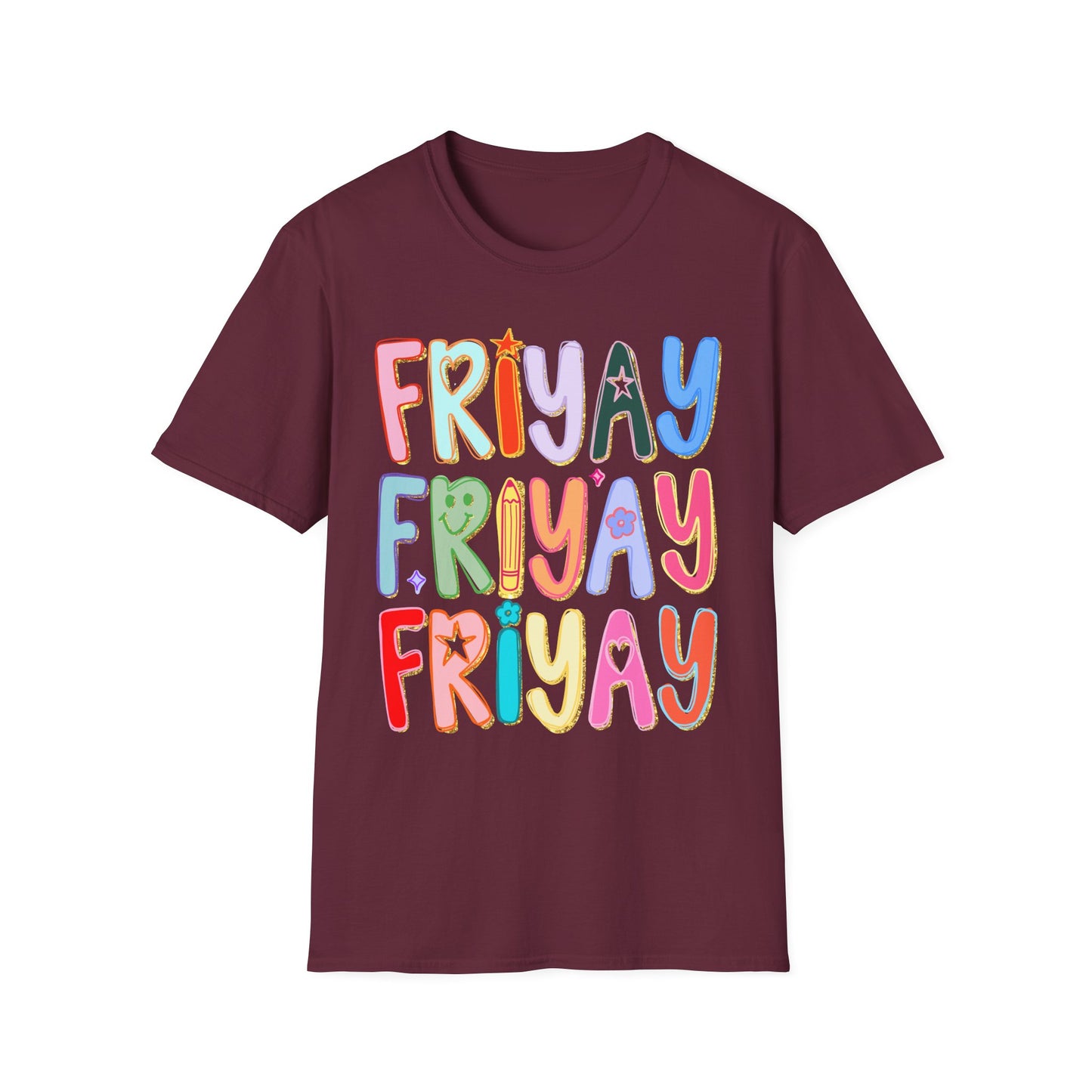 Friyay Colorful Preppy Teacher Tee -  Fun Friday