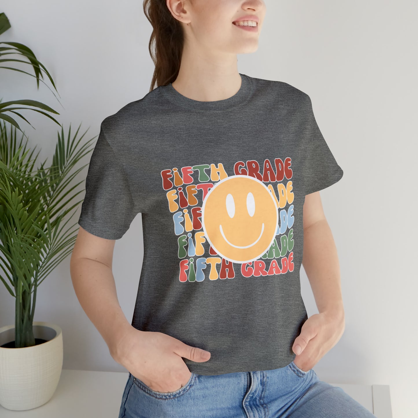 Fifth Grade Smiley Retro Print Unisex Jersey Short Sleeve Tee
