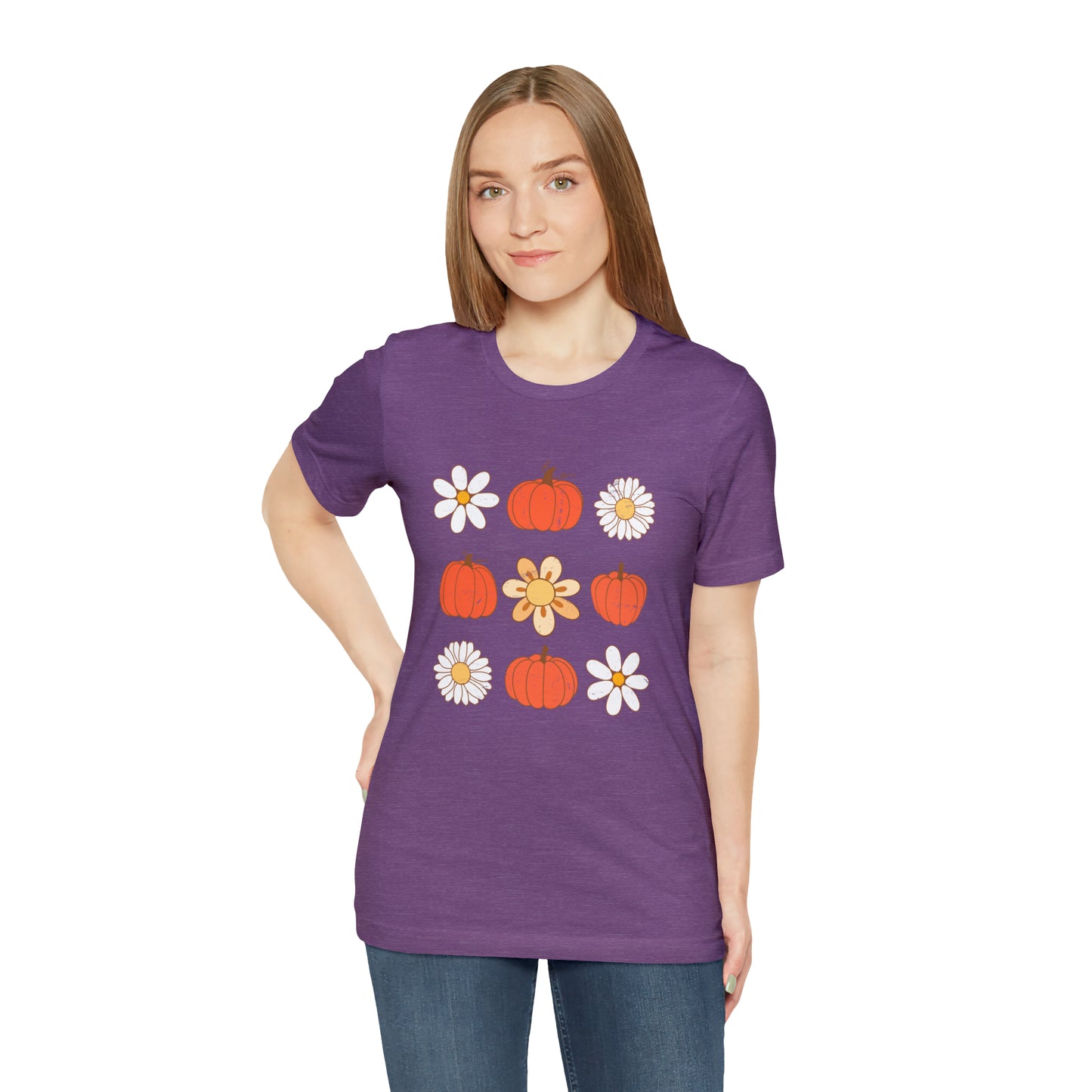 Pumpkins & Flowers Retro Unisex Jersey Short Sleeve Tee