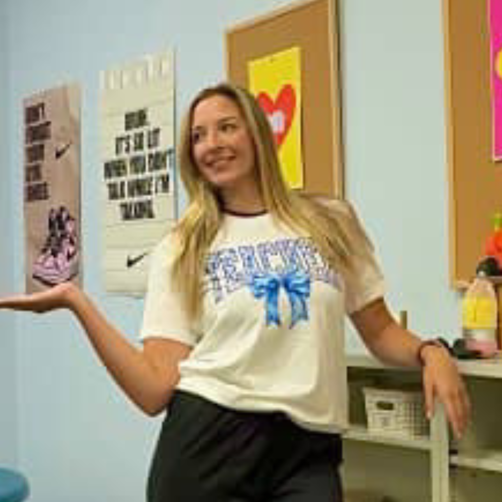 Teacher Coquette Blue Bow Tee