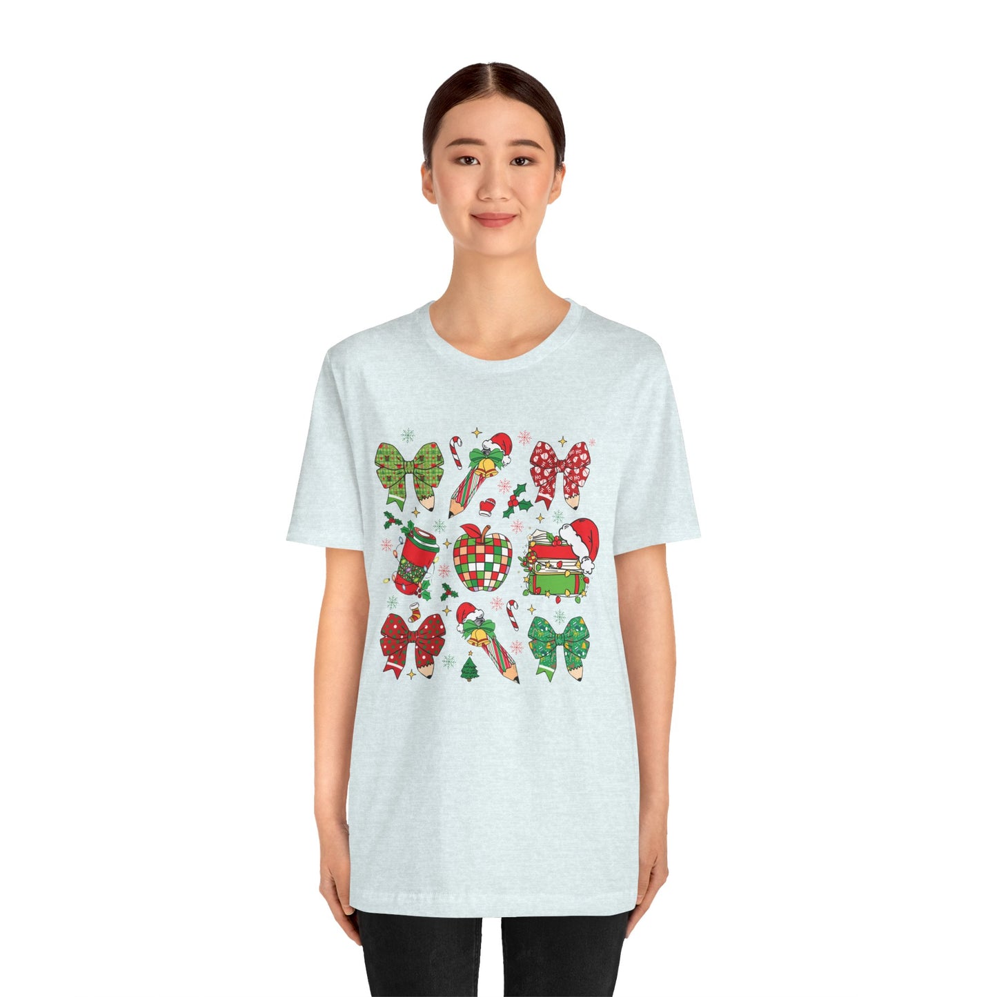 Festive Christmas Short Sleeve Tee - Holiday Cheer Design
