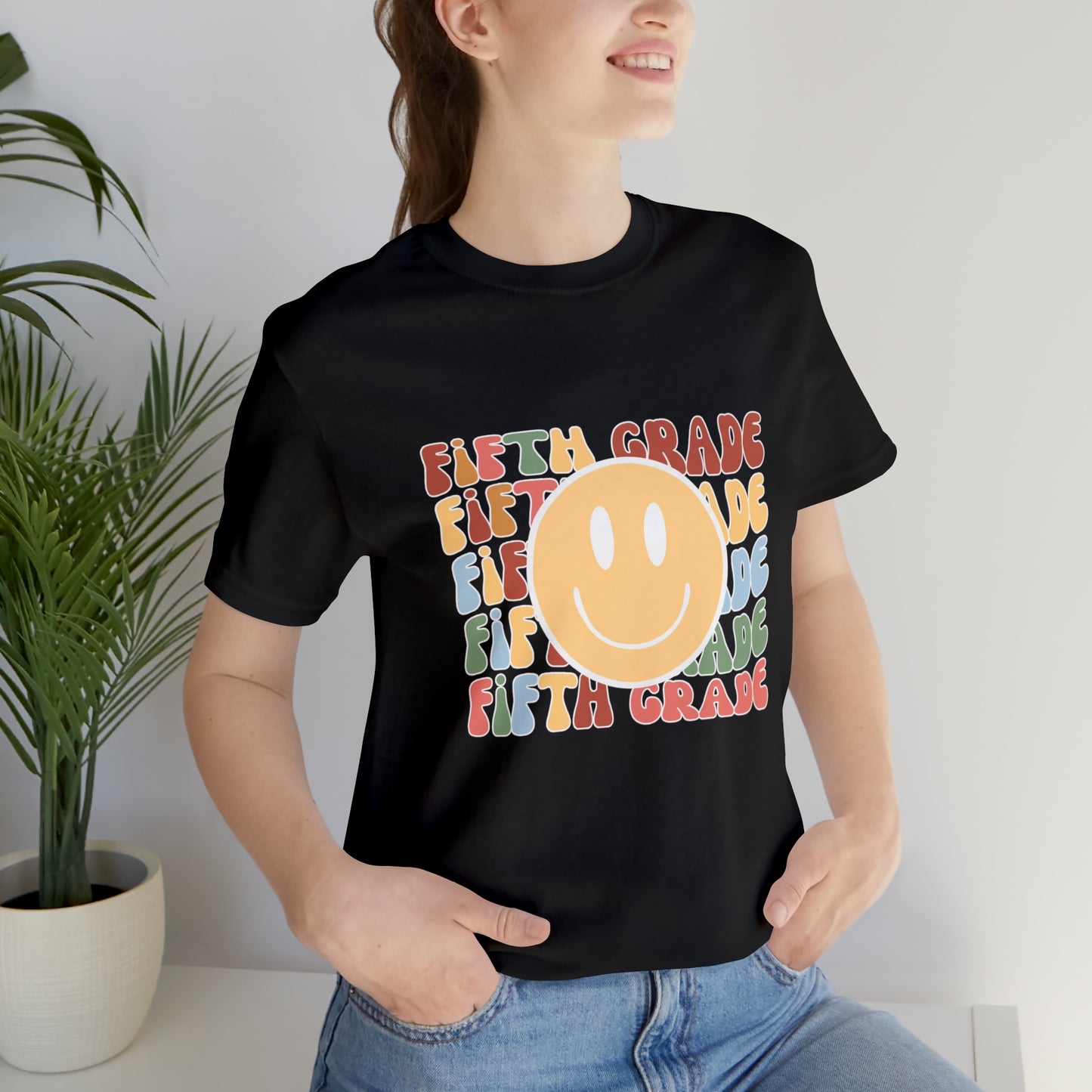Fifth Grade Smiley Retro Print Unisex Jersey Short Sleeve Tee