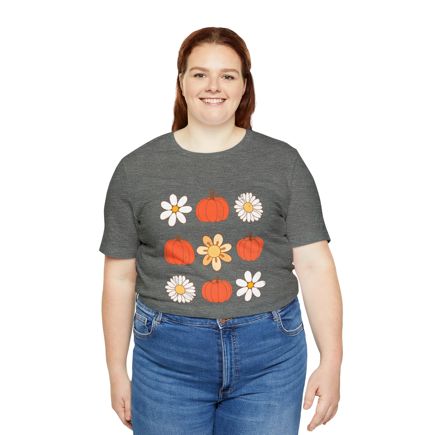 Pumpkins & Flowers Retro Unisex Jersey Short Sleeve Tee