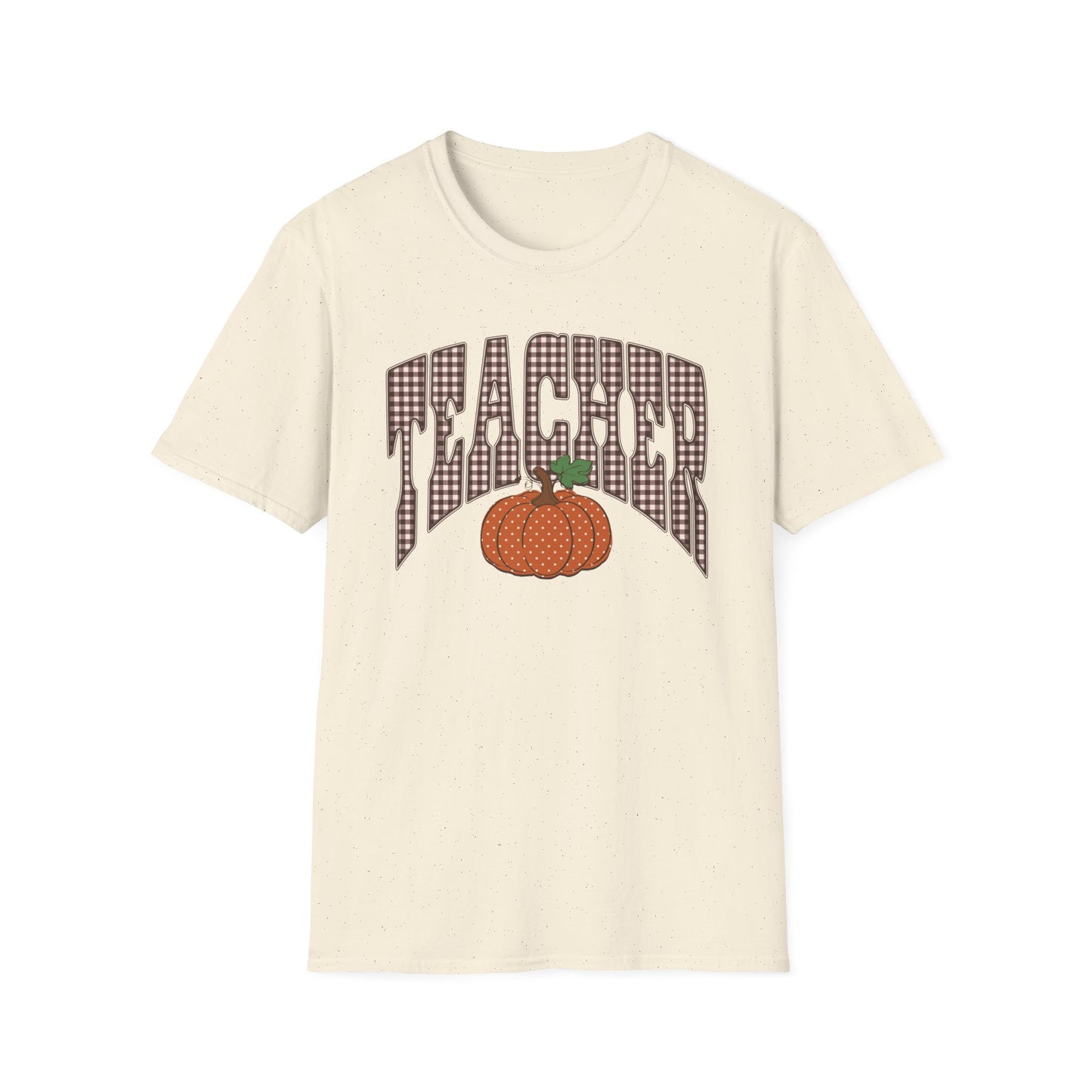 Teacher Varsity Gingham Pumpkin Fall Tee