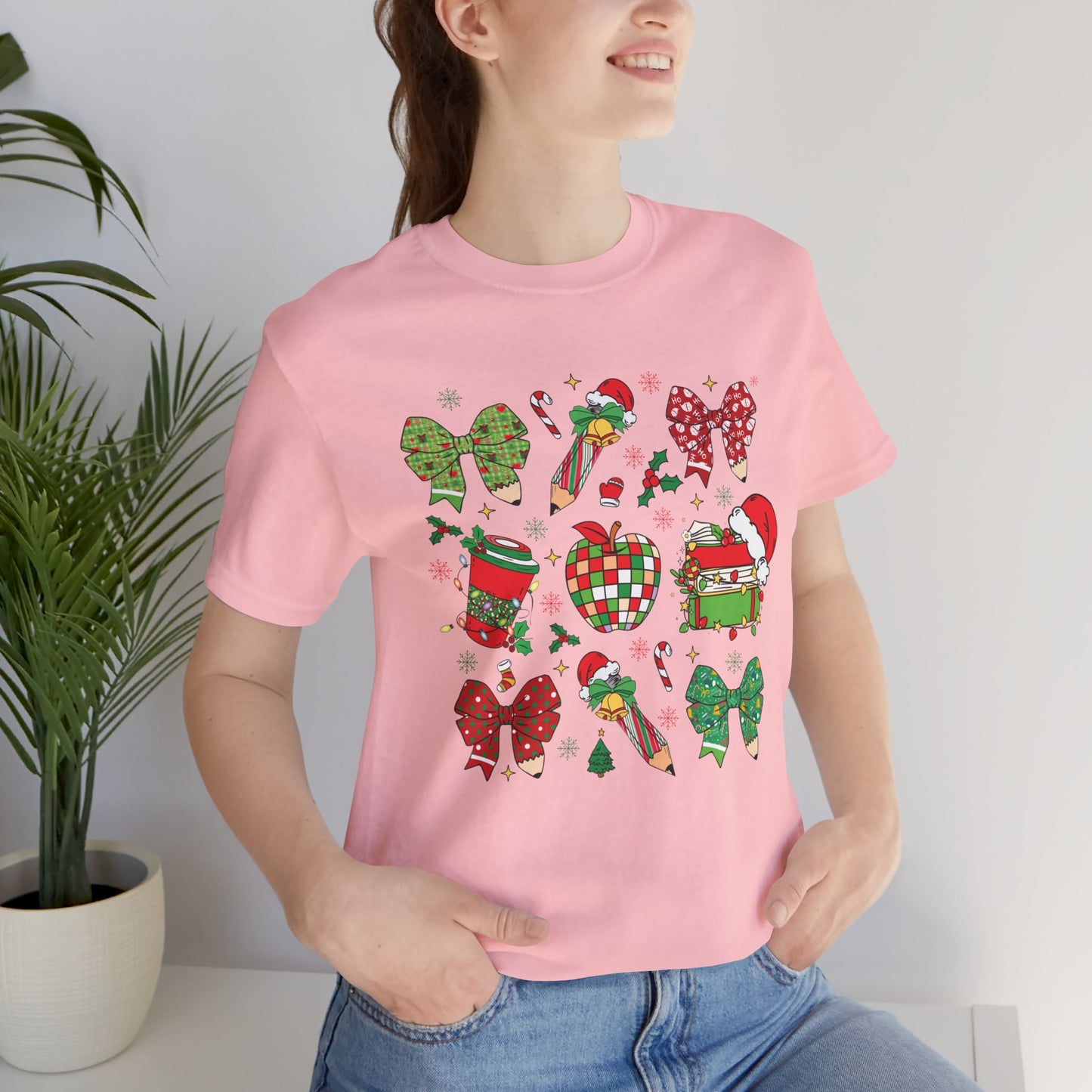 Festive Christmas Short Sleeve Tee - Holiday Cheer Design
