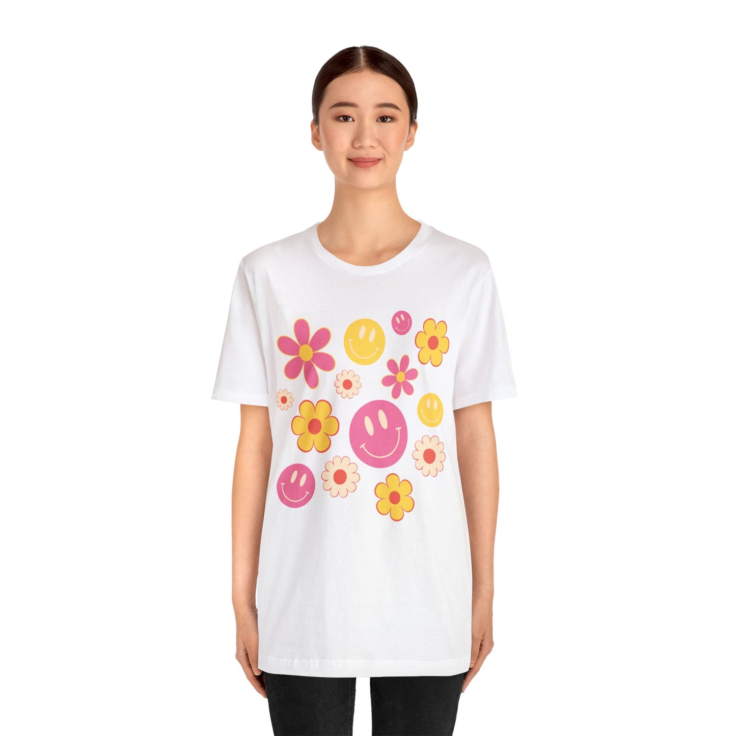 Spring Smiles & Flowers Unisex Jersey Short Sleeve Tee