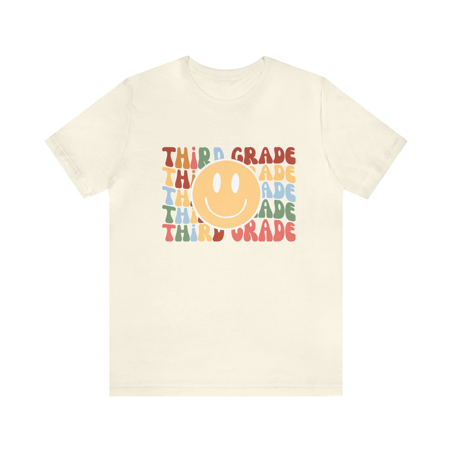 Third Grade Smiley Retro Print Unisex Jersey Short Sleeve Tee