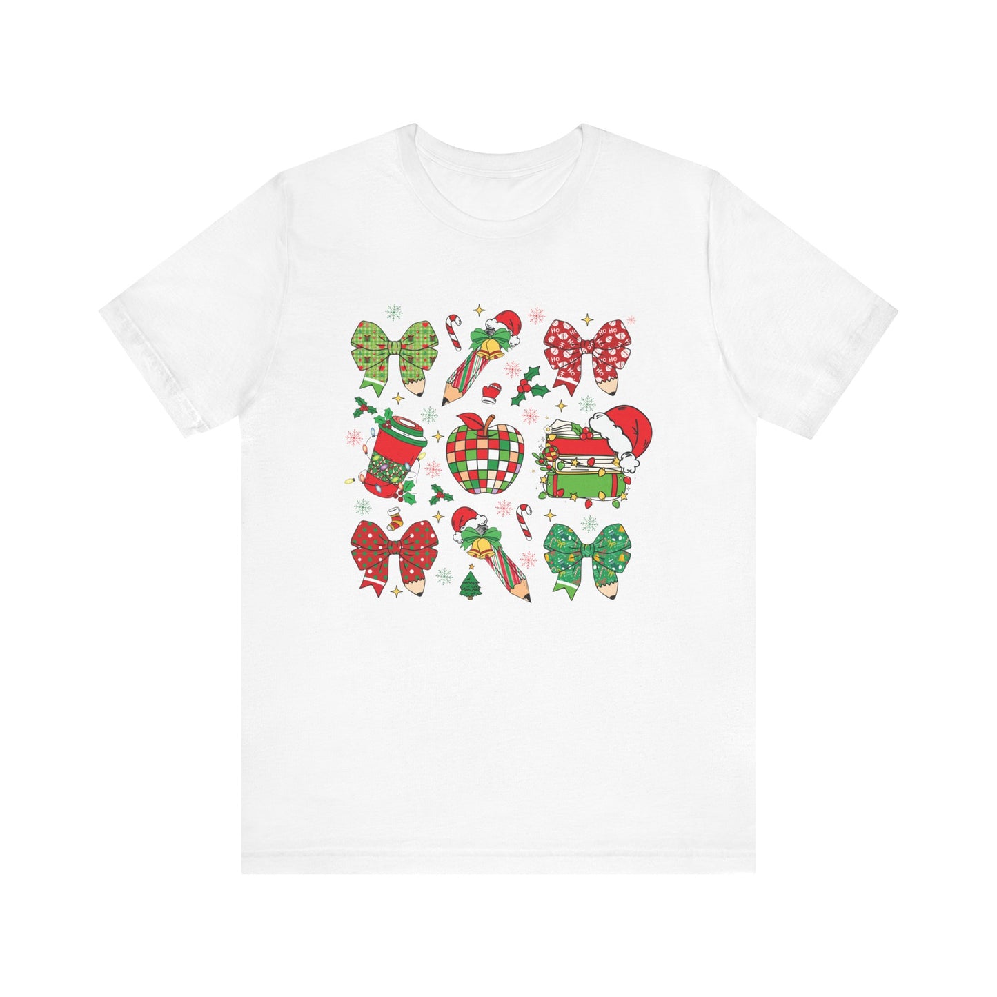 Festive Christmas Short Sleeve Tee - Holiday Cheer Design