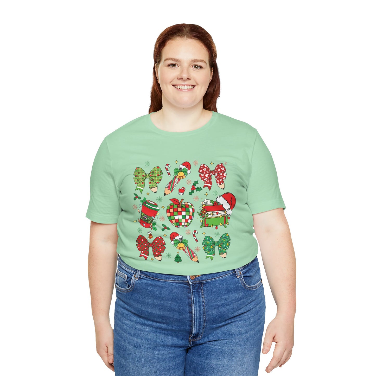 Festive Christmas Short Sleeve Tee - Holiday Cheer Design