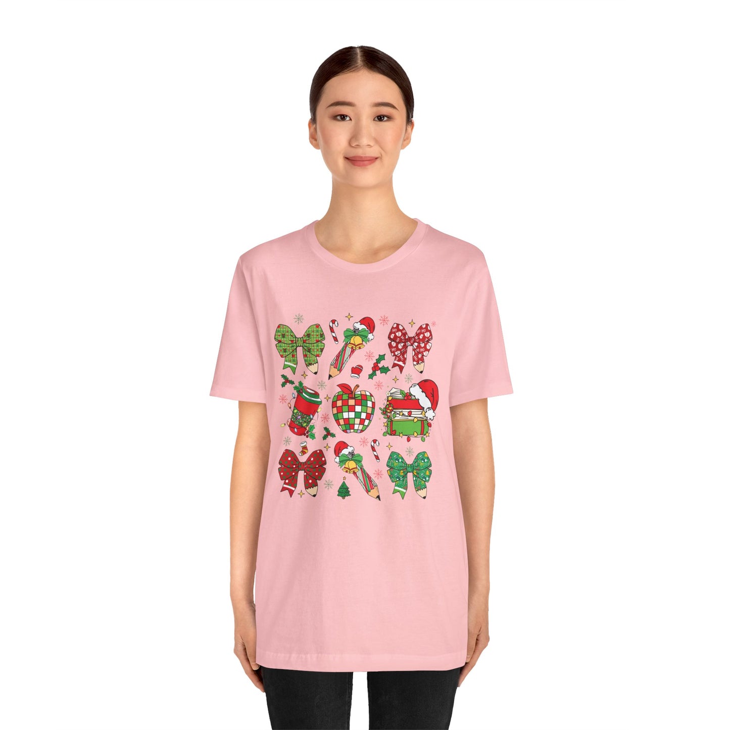 Festive Christmas Short Sleeve Tee - Holiday Cheer Design