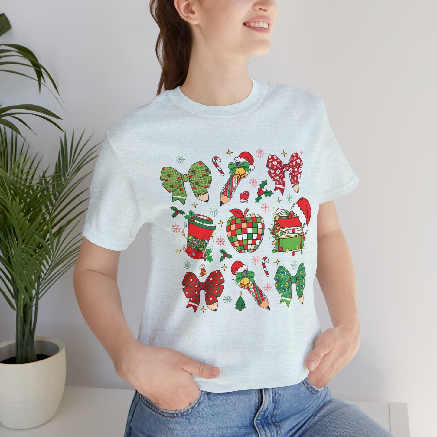 Festive Christmas Short Sleeve Tee - Holiday Cheer Design